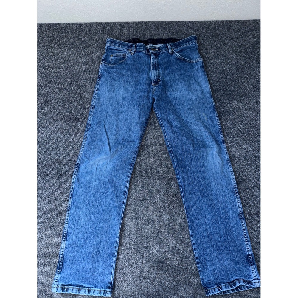 Wrangler Rugged Wear Flex Mens Blue Jeans Straight Leg Medium Wash 36x30